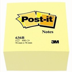 3M 636B - Yellow - Various Office Accessory - 76x76 mm - 450 Sheets - Yellow