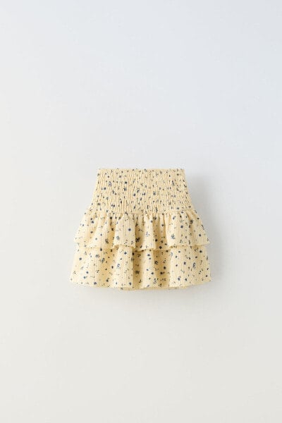Юбка-шорты из рельефной ткани с цветочным принтом ZARA