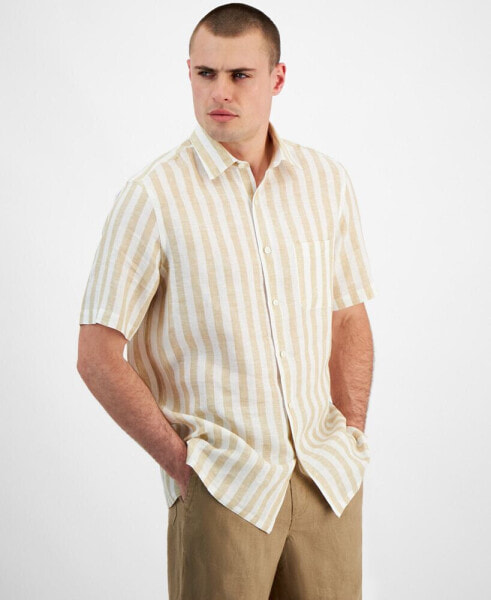 Men's Alba Regular-Fit Stripe Button-Down Linen Shirt, Created for Macy's