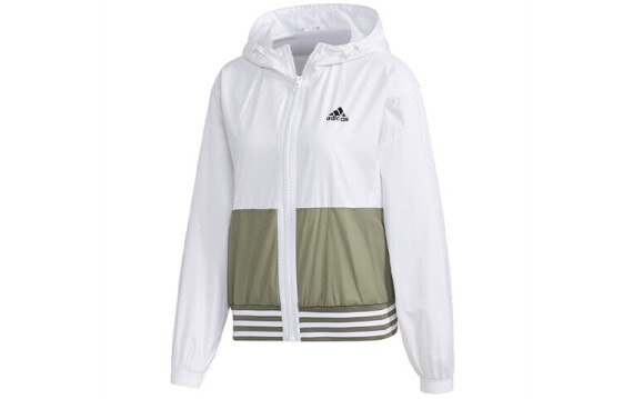 adidas MH FEM WB 连帽拼接梭织防风夹克外套 女款 白色 / Куртка Adidas MH FEM WB Trendy_Clothing GF0129