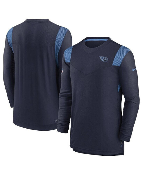 Men's Navy Tennessee Titans Sideline Tonal Logo Performance Player Long Sleeve T-shirt