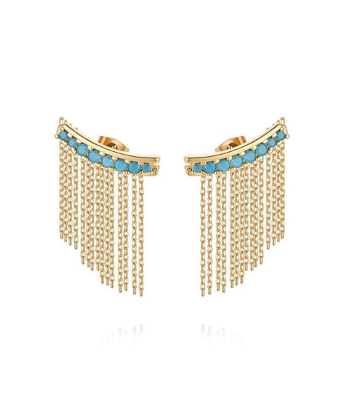 Turquoise Bead 18k Gold Plated Ear Crawler