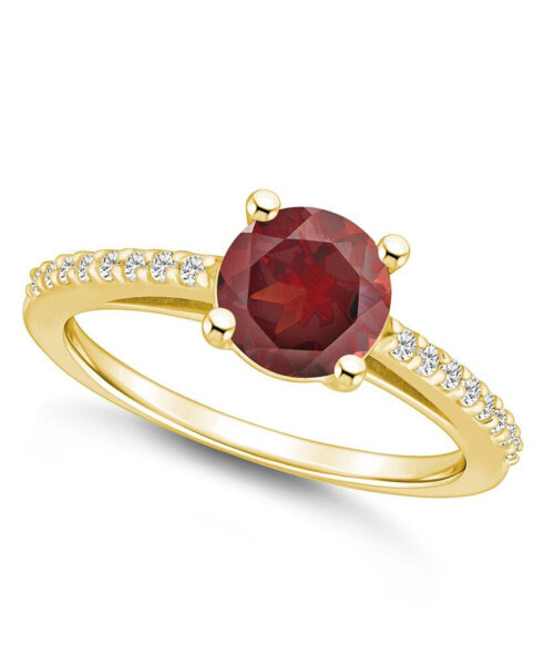 Garnet (1-5/8 ct. t.w.) and Diamond (1/6 ct. t.w.) Ring in 14K Yellow Gold