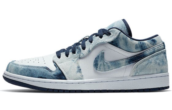 Кроссовки джордан низкие бело-голубые "Air Jordan 1 Low Washed Denim" Nike