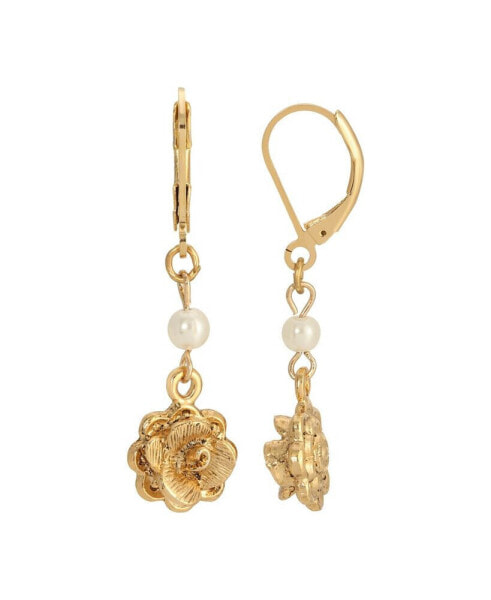 Imitation Pearl Flower Drop Earrings