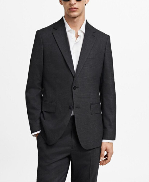 Men's Slim-Fit Check Wool Suit Blazer