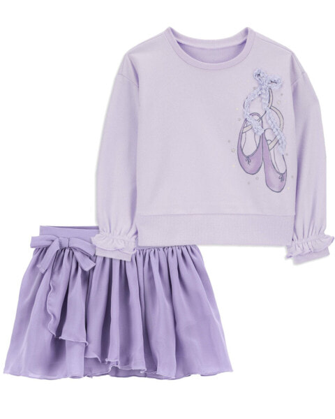 Toddler 2-Piece Ballet Pullover & Skort Set 2T