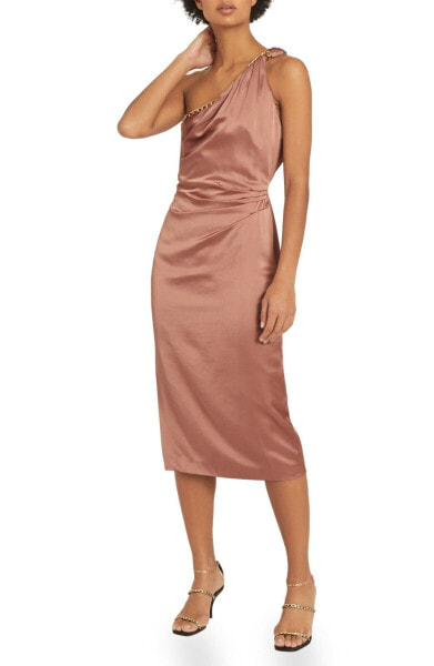 Платье Reiss Adaline One Shoulder Draped Satin Blush 5435