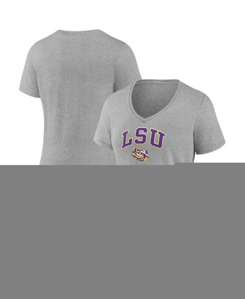 Women's Heather Gray LSU Tigers Evergreen Campus V-Neck T-shirt