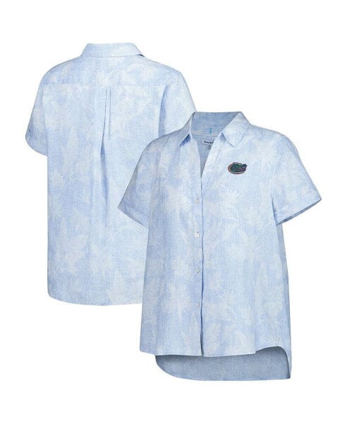 Women's Light Blue Florida Gators Legacy Leaves Camp Button-Up Shirt