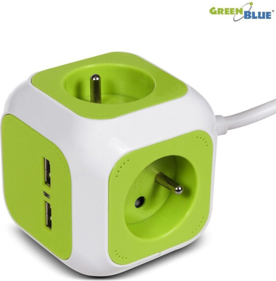 GreenBlue MagicCube poczwórne gniazdko prądowe, 2 wejścia usb 1,4m GB118 (MCE118)