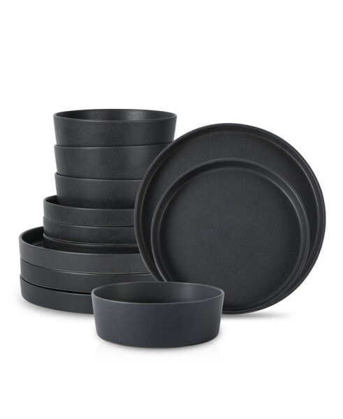 MODAN Stoneware 12 Pc. Dinnerware Set, Service for 4