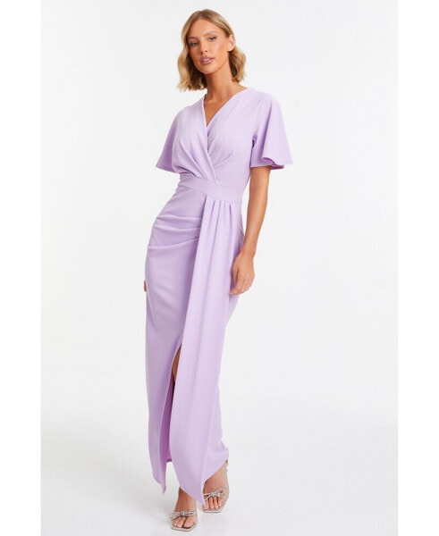 Women's Short Sleeve Wrap Maxi Dress