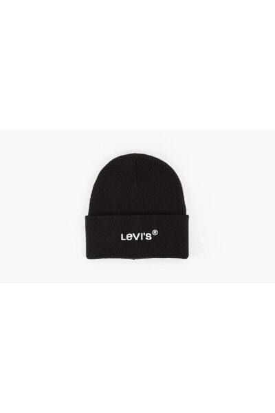 Шапка Levi's Wordmark Black Beanie