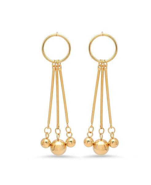 Ladies 18K Micron Gold Plated Stainless Steel Circle Drop Earrings