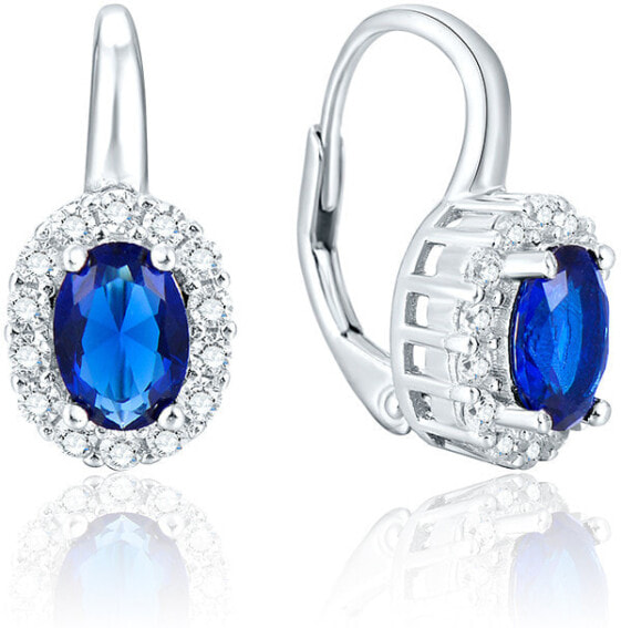 Silver earrings with blue crystals AGUC1167