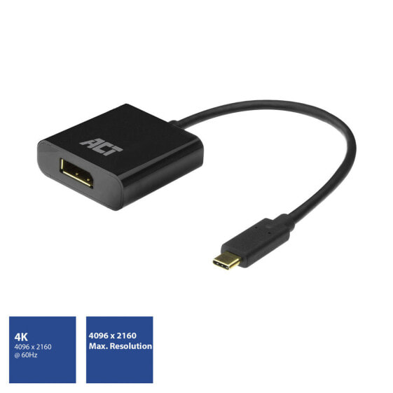 ACT AC7320 - 0.15 m - USB Type-C - DisplayPort - Male - Female - Straight