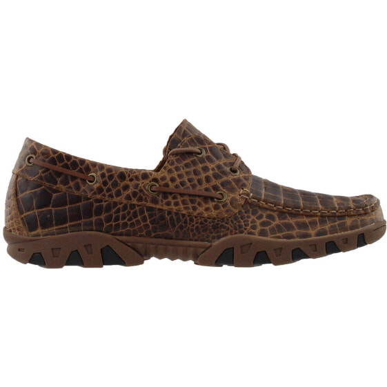 Ferrini Print Crocodile Belly Boat Mens Brown Casual Shoes 35322-10