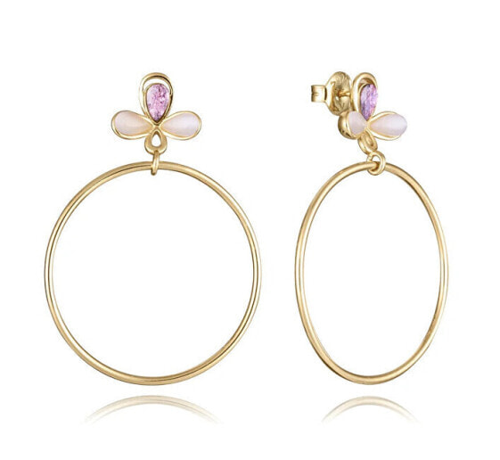 Elegant gold-plated earrings with zircons Trend 13198E100-39