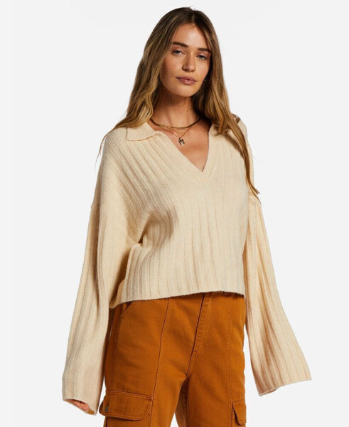 Juniors' Flip Out Cropped Sweater
