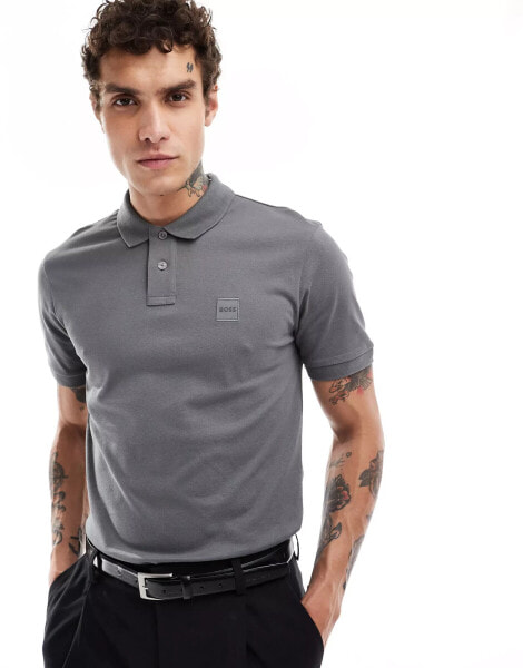 BOSS Orange passenger polo shirt in dark grey