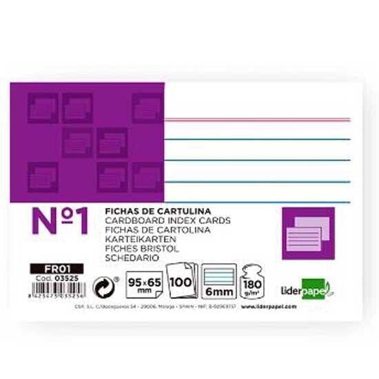 LIDERPAPEL Lined paper sheet n1 65x95 mm 180g/m2 pack of 100 units