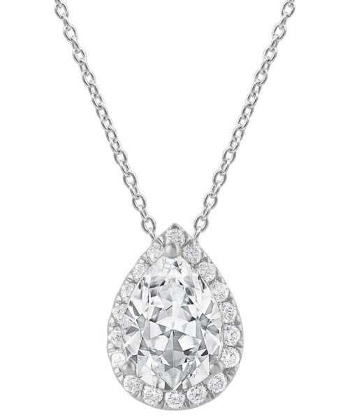 Badgley Mischka lab Grown Diamond Pear & Round Halo 18" Pendant Necklace (1-1/5 ct. t.w.) in 14k White Gold