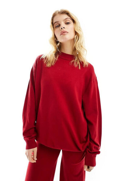 Mango oversized co-ord sweatshirt in red