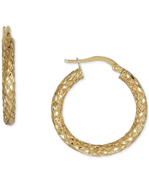 Snake Texture Hoop Earrings in 10k Gold 25mm