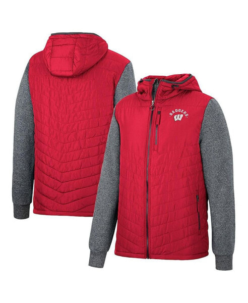 Men's Red Wisconsin Badgers Course Herringbone Full-Zip Hoodie