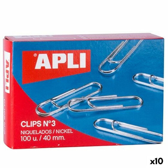 Clips Apli Nº 3 nickel 40 mm (10 Units)