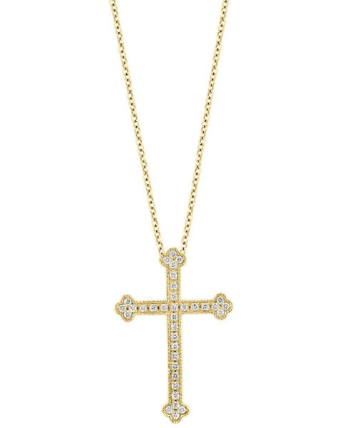 EFFY Collection eFFY® Diamond Cross 18" Pendant Necklace (1/5 ct. t.w.) in 14k Gold