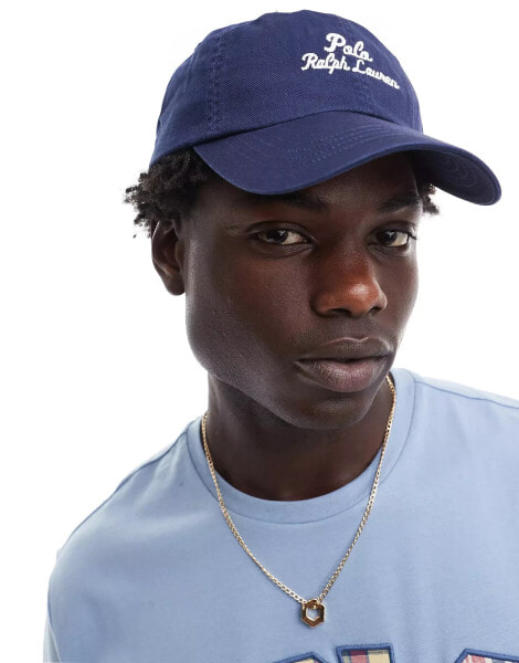 Polo Ralph Lauren script logo twill baseball cap in navy