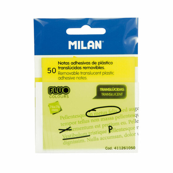 Стикеры для записей Milan 411261050 Фтор 76 x 76 mm Полупрозрачная