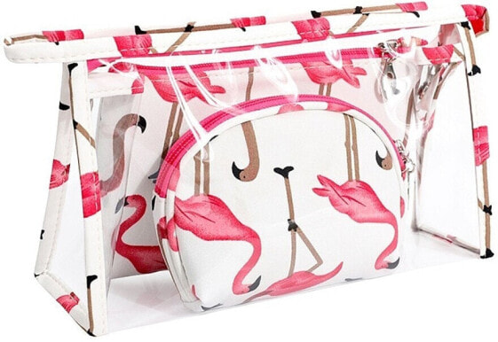 3in1 Kosmetiktasche Flamingo weiß