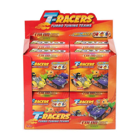 MAGIC BOX TOYS Exhibitor 8 T-Racers Color Rush Car And Racer Figure