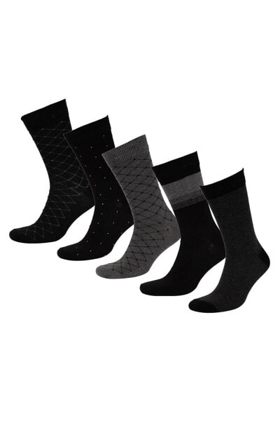 Erkek Çizgili 5'li Pamuklu Uzun Çorap C0172axns