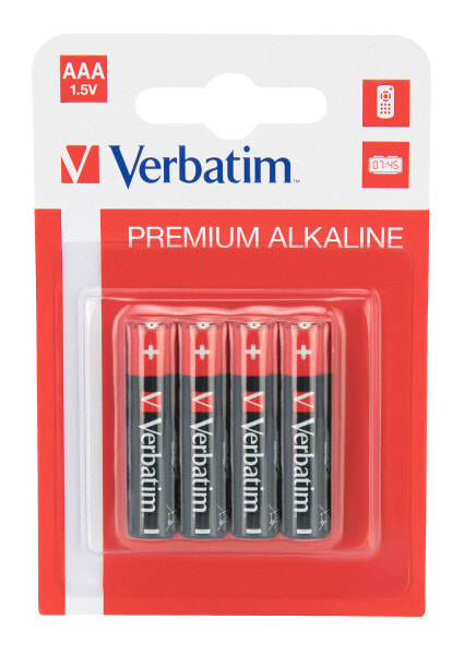 Одноразовые батарейки Verbatim AAA Alkaline - 1.5 V - 4 шт. - Мультиколор - 11 г.