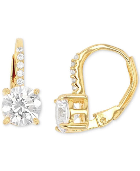 Cubic Zirconia Leverback Earrings in 14k Gold-Plated Sterling Silver