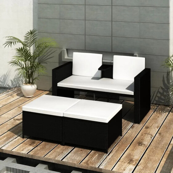 Набор садовой мебели vidaXL Lounge Мебельный комплект Rattan Black 4 шт.