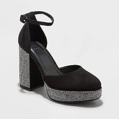 Women's Noir Rhinestone Platform Heels - A New Day Jet Black 6