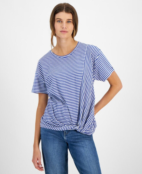 Women's Striped Twist-Hem T-Shirt