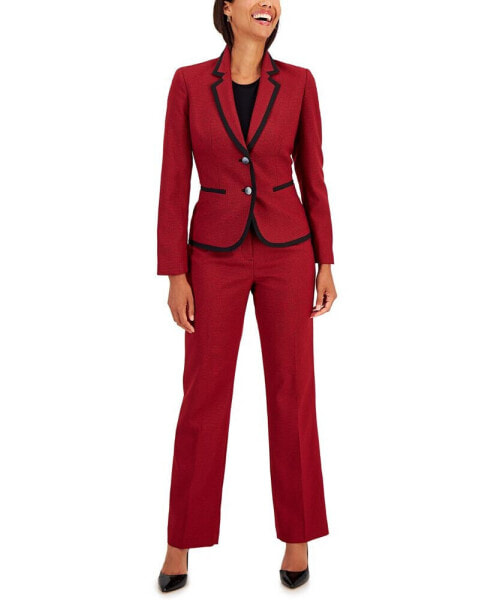 Women's Houndstooth Framed Double-Button Jacket & Straight-Leg 2-Pc. Pantsuit