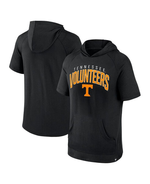 Men's Black Tennessee Volunteers Double Arch Raglan Short Sleeve Hoodie T-Shirt