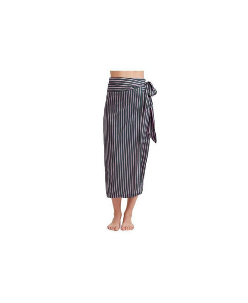 Women's Printed Stripe Long Sarong Skirt Swim Cover Up