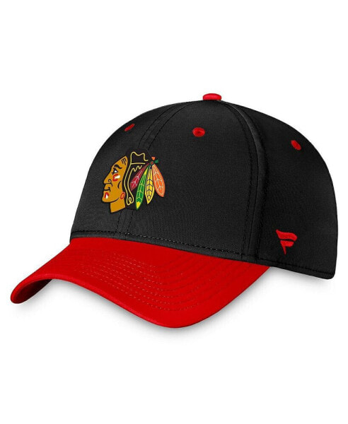 Men's Black, Red Chicago Blackhawks Authentic Pro Rink Two-Tone Flex Hat