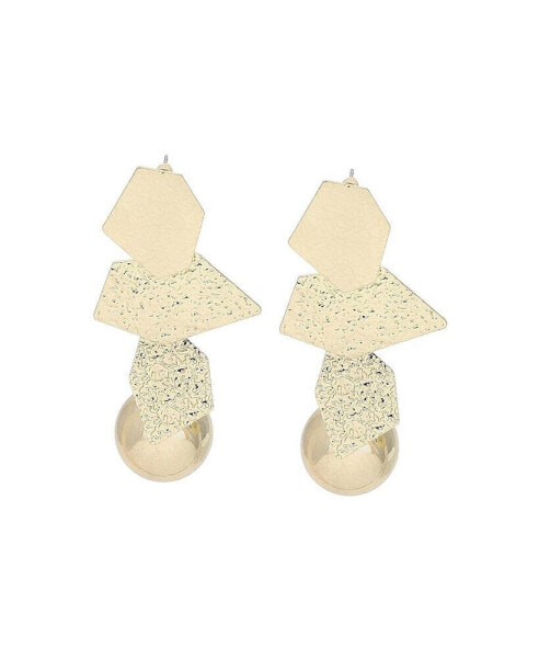 Women's Gold Dented Drop Earrings