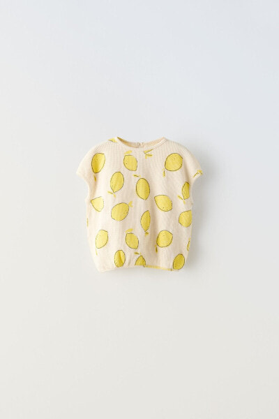 Waffle-texture lemon t-shirt