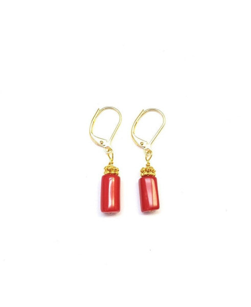 Women's Rouge Earrings with Red Beads