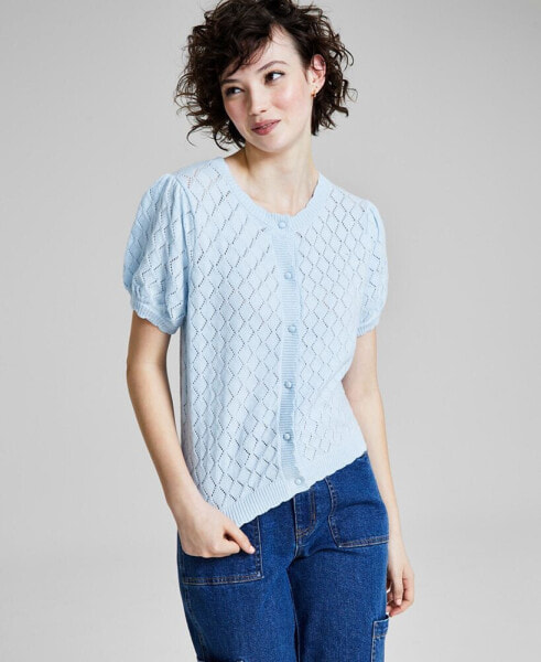 Women's Scalloped Button-Up Sweater, Created for Macy's